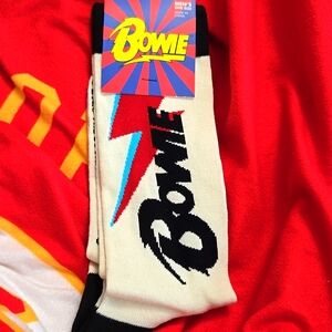 David BOWIE Crew Socks ROCK Legend Music 80s Icon NWT Lightening Bolt